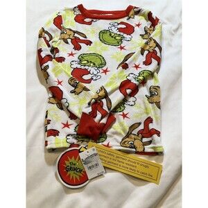 Kids Size 6 Super Soft Pajama Top Dr Suess Grinch Christmas Dog Sleepwear